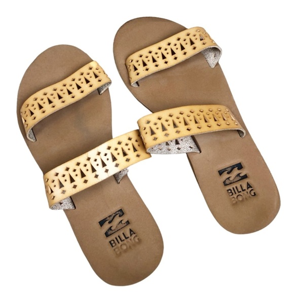 Billabong Women’s Tan Tribal Cut Out Double Strap Slip on Summer Sandals - Picture 4 of 8
